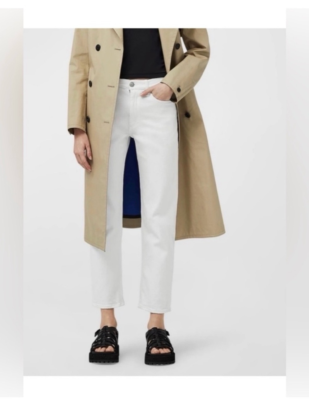 rag & bone Harlow Mid Rise Straight Optic White Ankle Straight Jeans